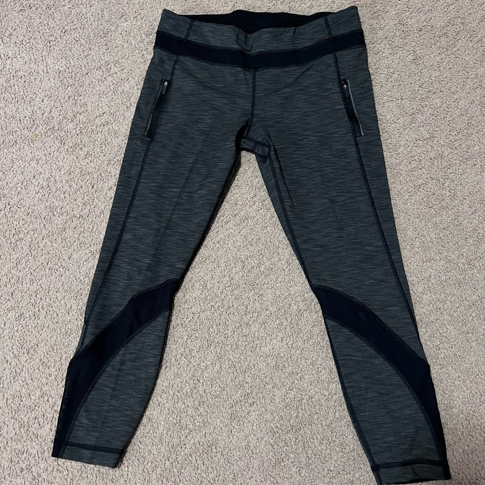 Lululemon crop. Black and grey with side zipper. Size 12